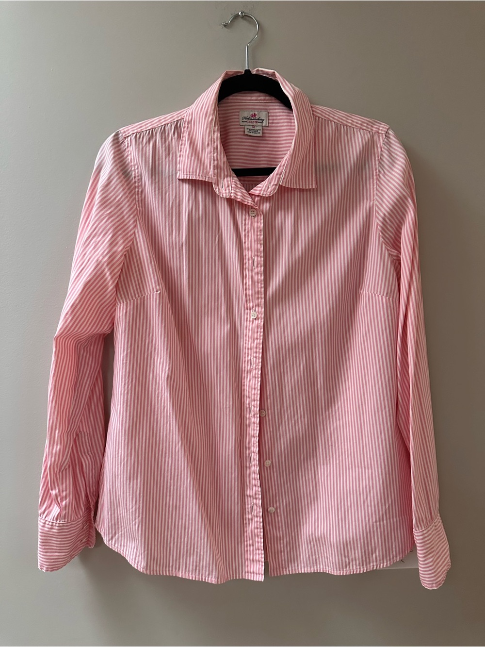 J. Crew Haberdashery Pink and White Stripe Button Up